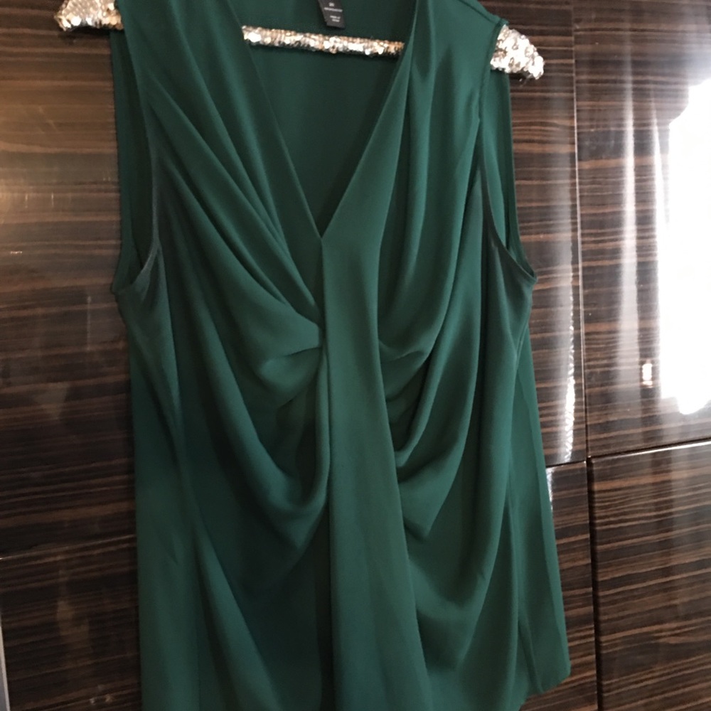 Lane Bryant green sleeveless blouse tank 20 2X